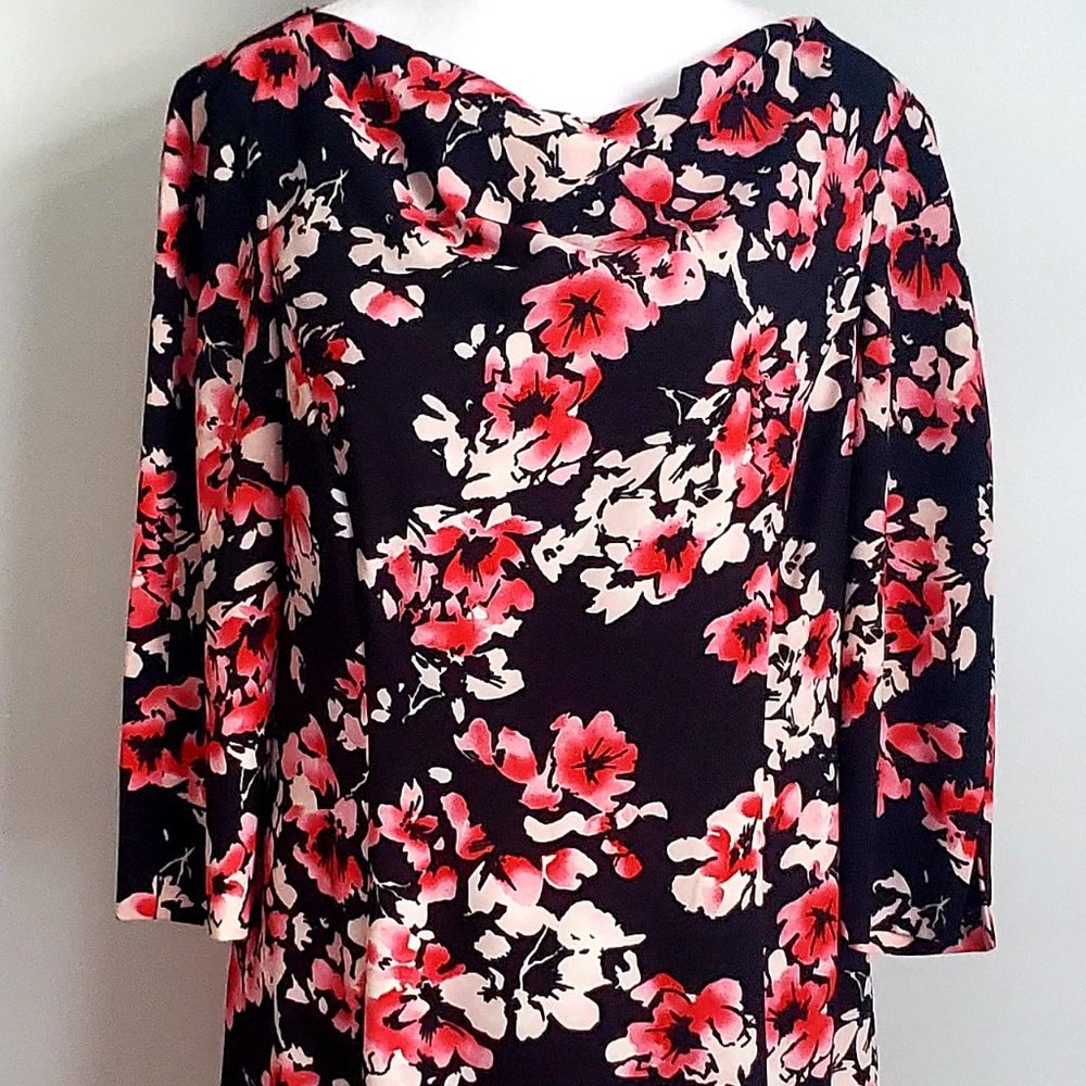 For This Time of Year | Ditsy Floral Midi Dress 3/4 Sleeves Cowl Neck Size 8